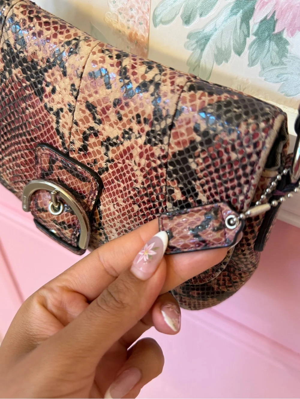 Y2K Snakeskin-Print Shoulder Bag